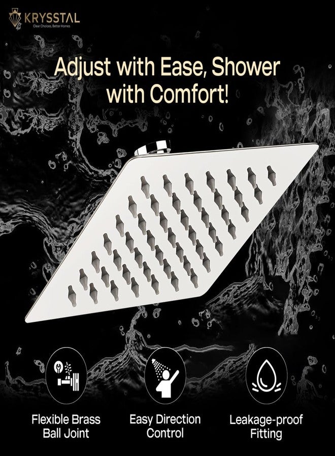 Krysstal Ultra-Slim 4x4 Inches Overhead Rainfall Shower - 304 Stainless Steel with Water Filter & Silicone Nozzles | Adjustable Wide-Angle Shower Head for Bathroom (Shower Arm Not Included) - Image 4